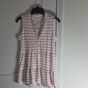 New Directions White and Red Sleeveless Blouse